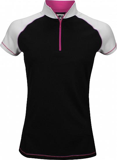 FootJoy Women's Smooth Pique Raglan Color Block Zip Golf Shirts