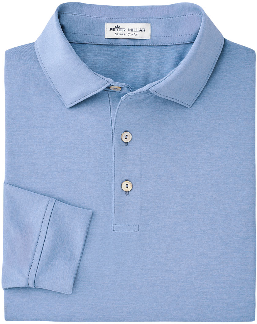 Peter Millar Solid Stretch Jersey Long Sleeve Golf Shirts