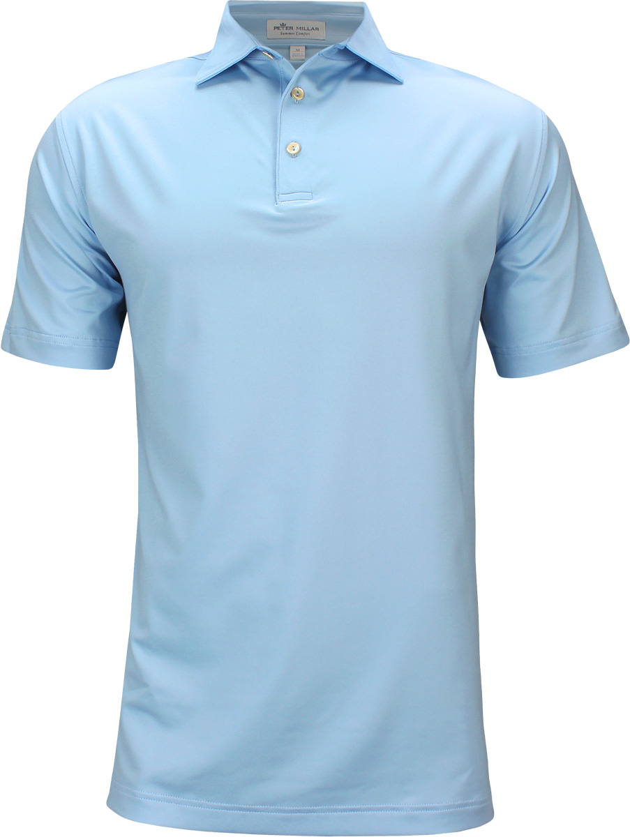 Peter Millar Solid Stretch Jersey Golf Shirts in Lake blue (style ...