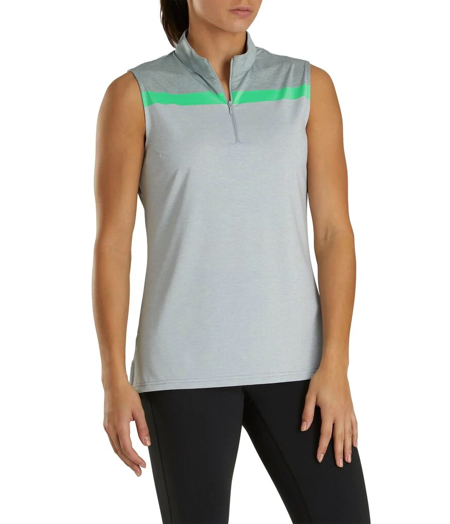 FootJoy Women's Lisle Zip Sleeveless Golf Shirts